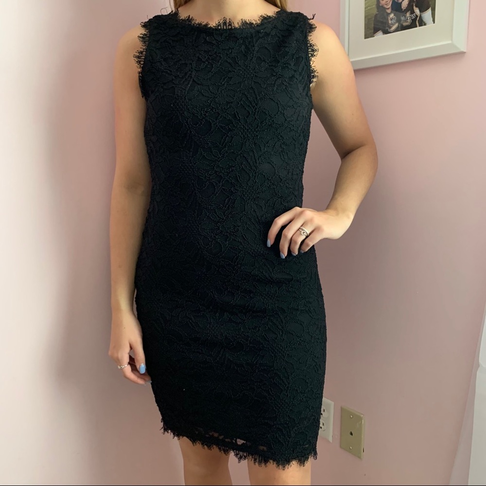 Black Lace Fitted Dress